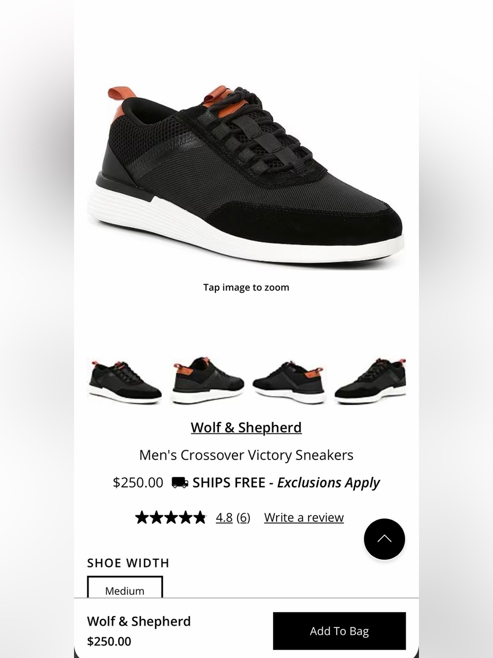 Women’s or Men's Crossover Victory Sneakers — Black with Tan Accent